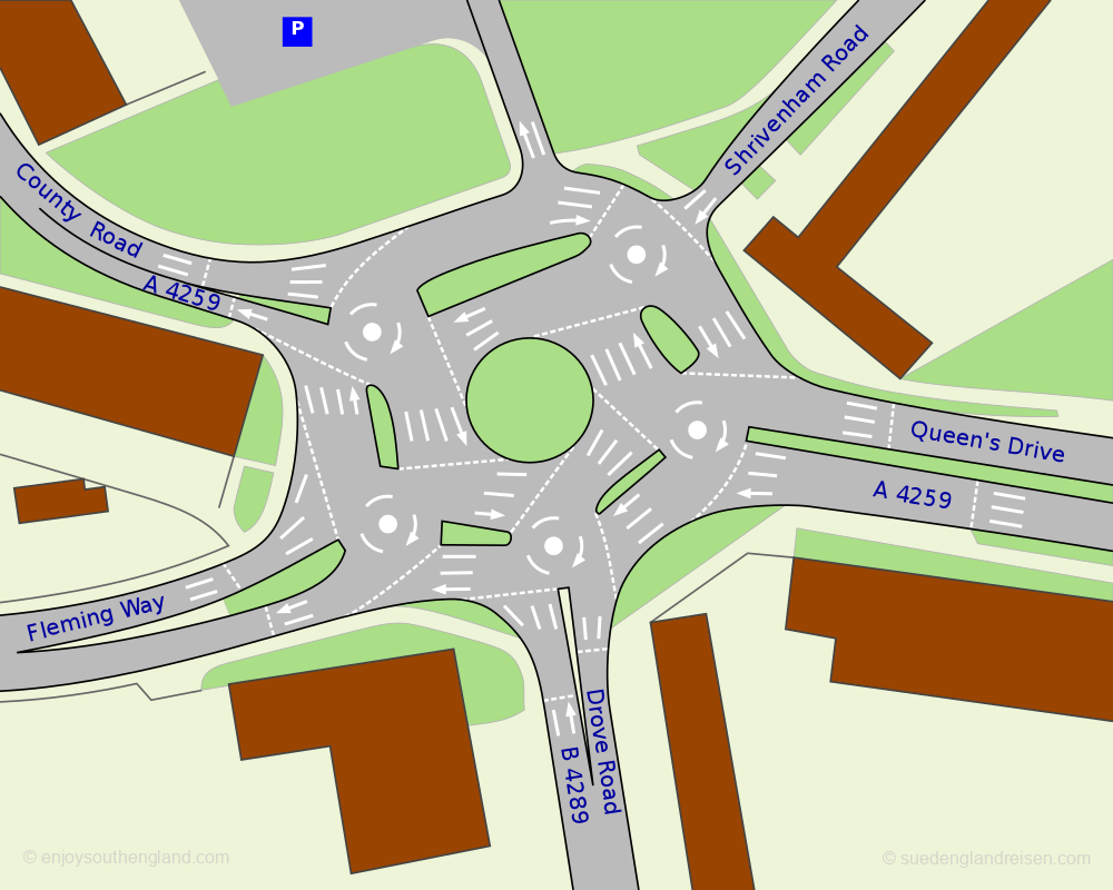 Detailed plan of the Magic Roundabout in Swindon (Source: Wikipedia.org, retained unchanged)