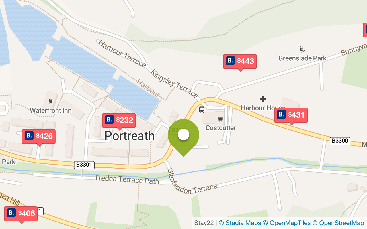 Map with accommodations in Portreath