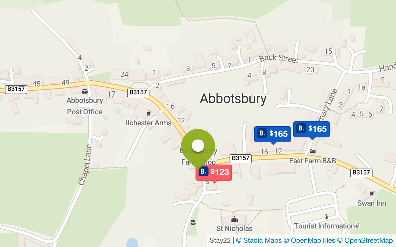 Map with accommodations in Abbotsbury