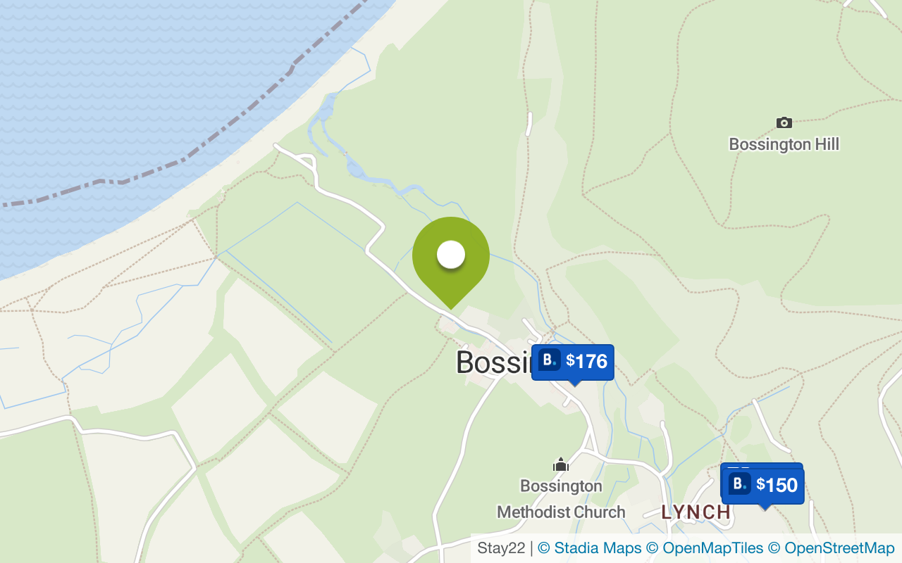 Map with accommodations in Bossington