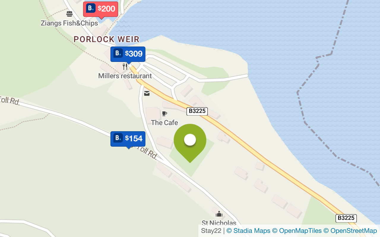 Map with accommodations in Porlock Weir