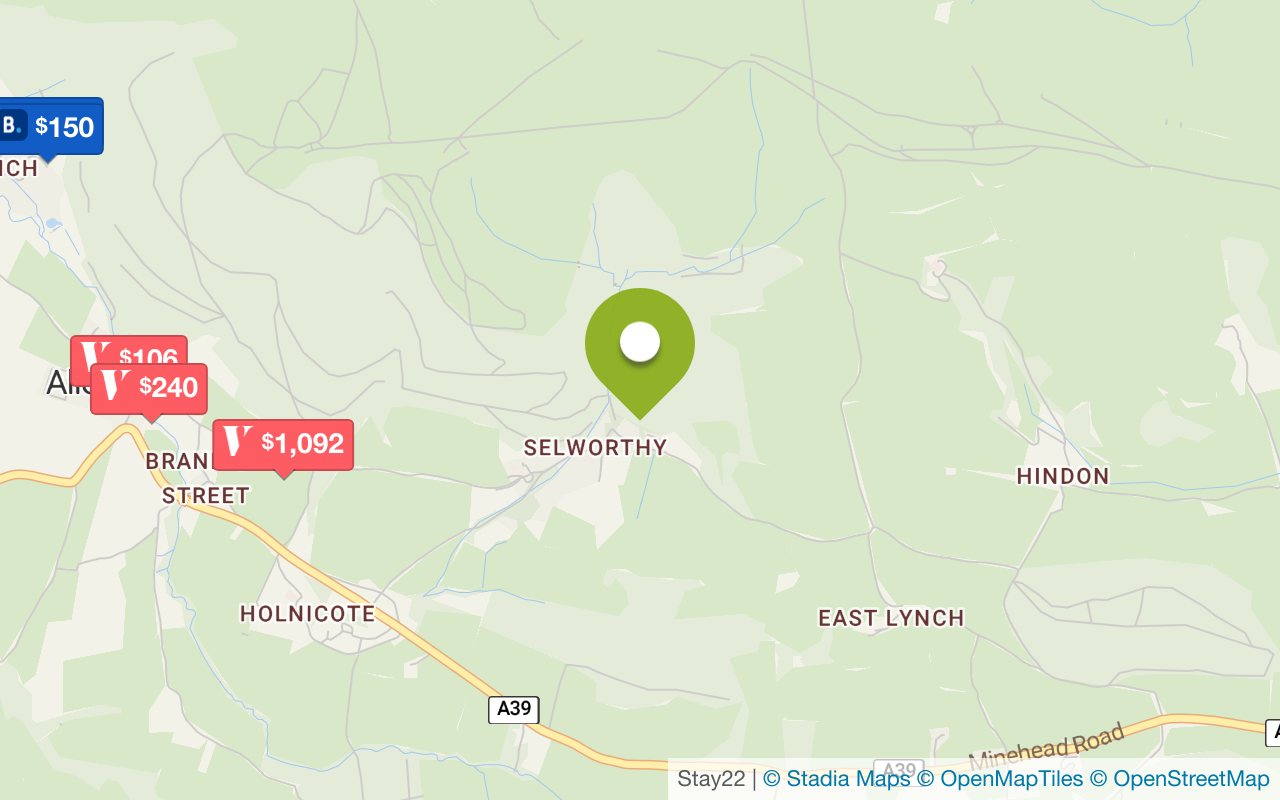Map with accommodations in Selworthy