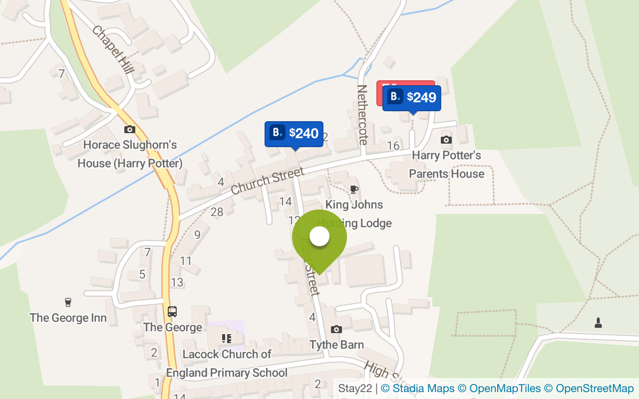 Map with accommodations in Lacock