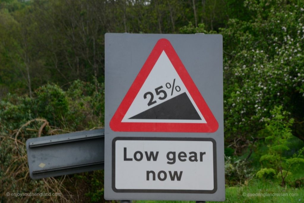 And even if you think England is flat – nope! Here, in particular, the roads often go steeply up and down – even the main roads