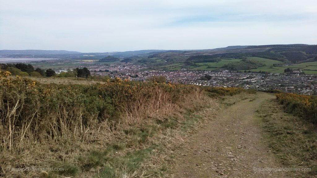 Minehead viewed from North Hill – the sea is visible in the distance to the left