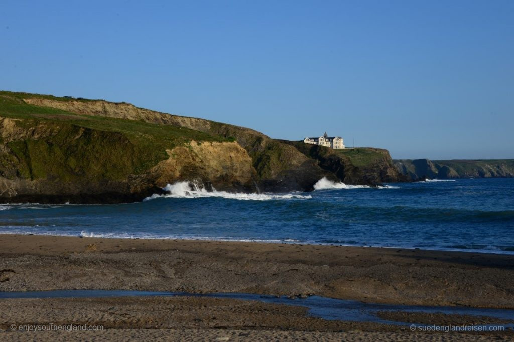 At Dollar Cove with the Mullion Cove Hotel in the background