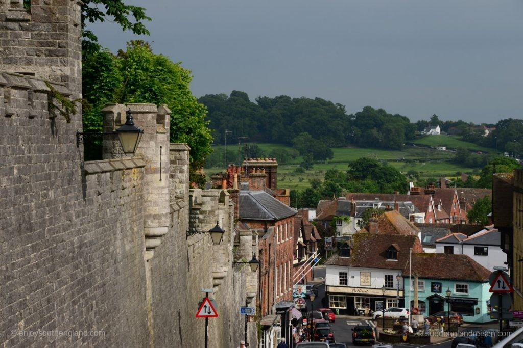 Looking down from the Castle walls towards the centre of Arundel