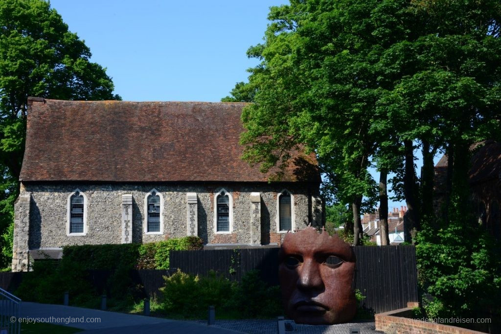 Old buildings and very modern art