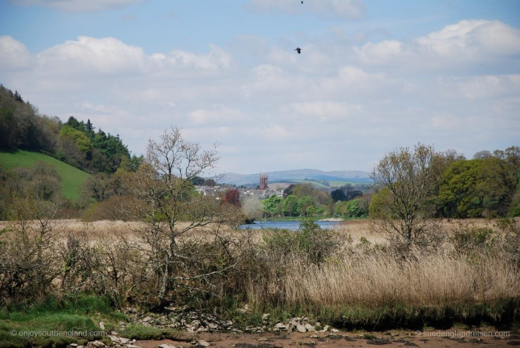 The first glimpse of our destination: Totnes