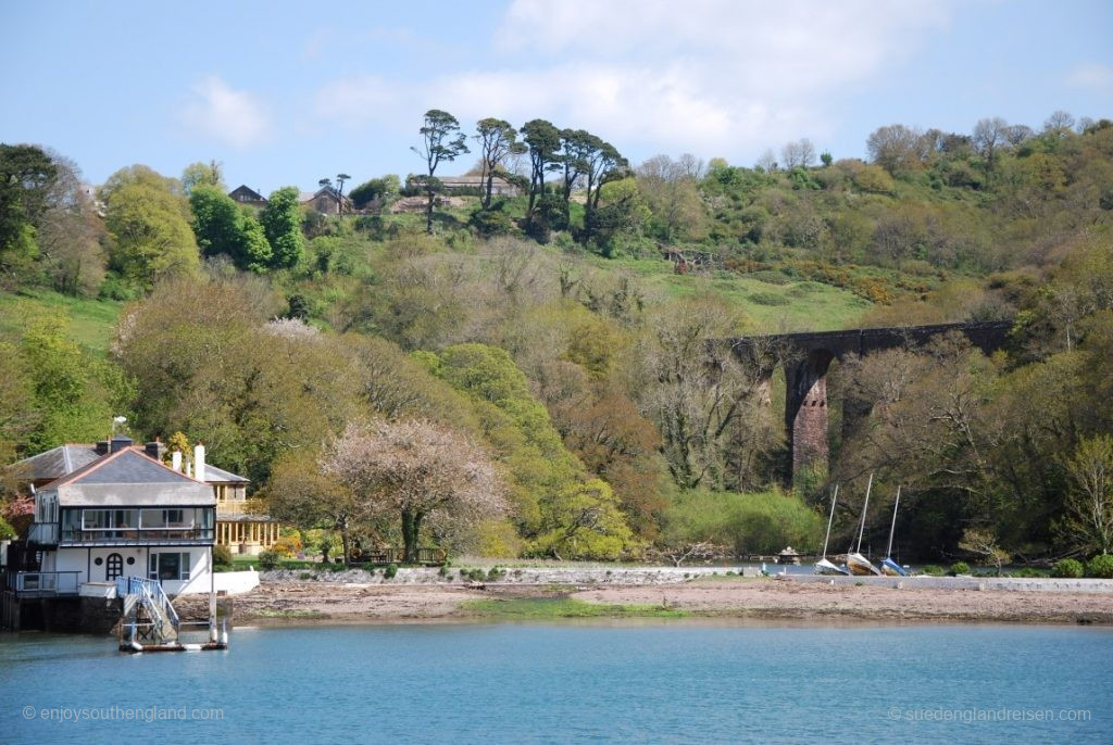 Boathouse and next to it a viaduct of the South Devon Railway – a Tourist Railway Line