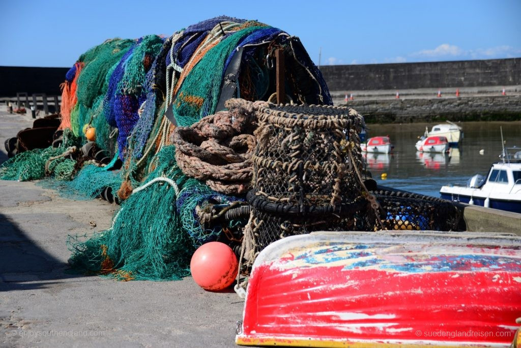 Lyme Regis Harbour is still in operation today