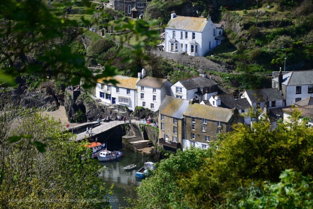 Polperro in Cornwall lies deeply indented in a bay