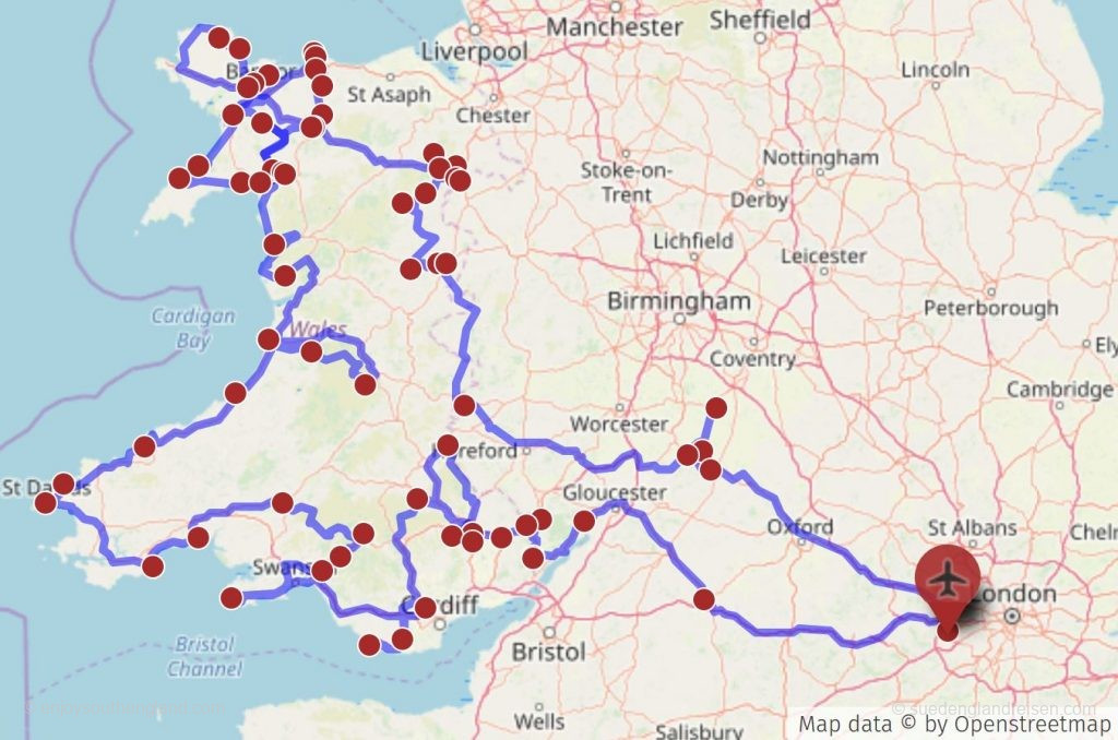 Travelroute Wales