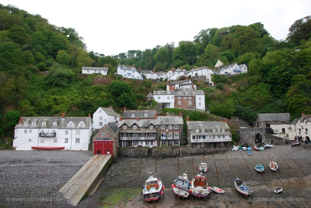 Clovelly and its harbour from the sea