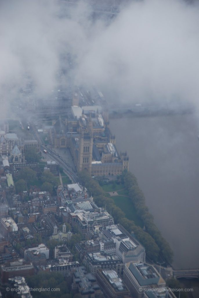 London from above in bad weather