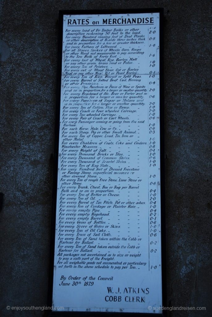Lyme Regis – old price lists are still shown at the Harbour