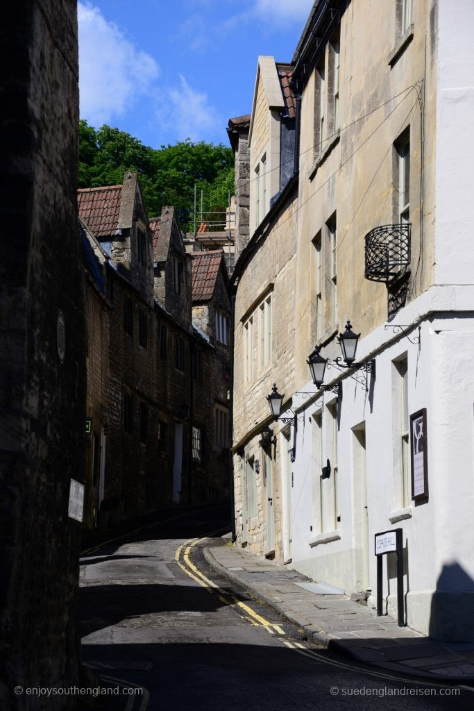A typical street in Bradford-on-Avon – steep and narrow!