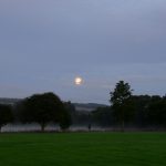 A really great evening at Pitlochry Recreation Ground - fog rises and the moon shines on the scenery