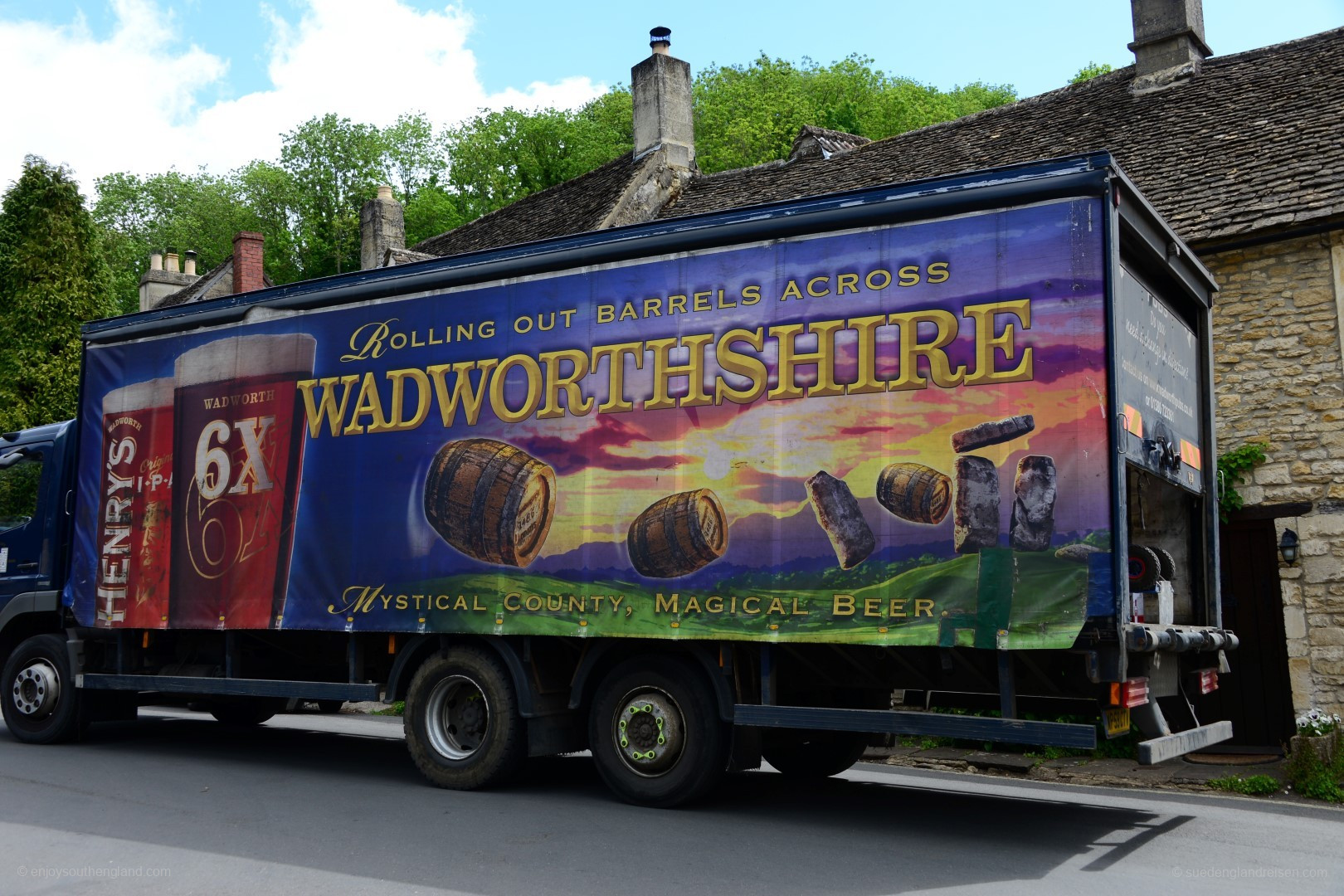 A beer wagon with a very special delivery from Wadworth Brewery