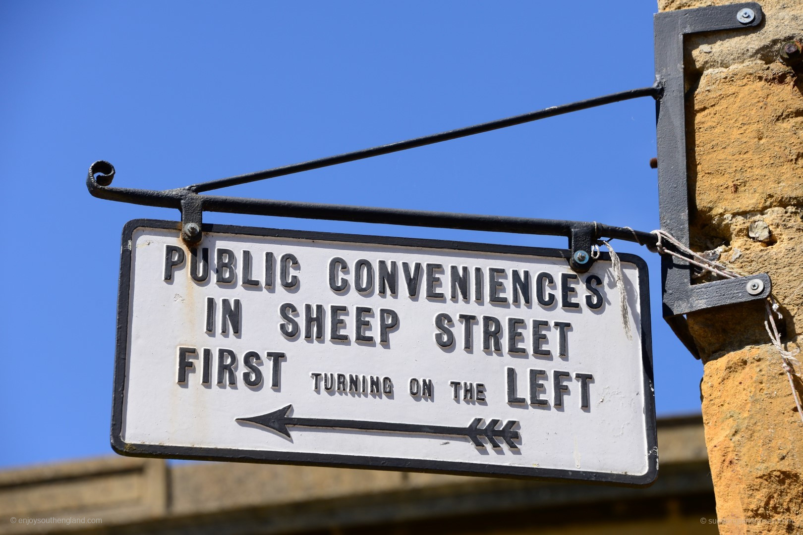 A sign showing the nearest toilet – in some places this is the most important signpost! (Here in Chipping Camden.)